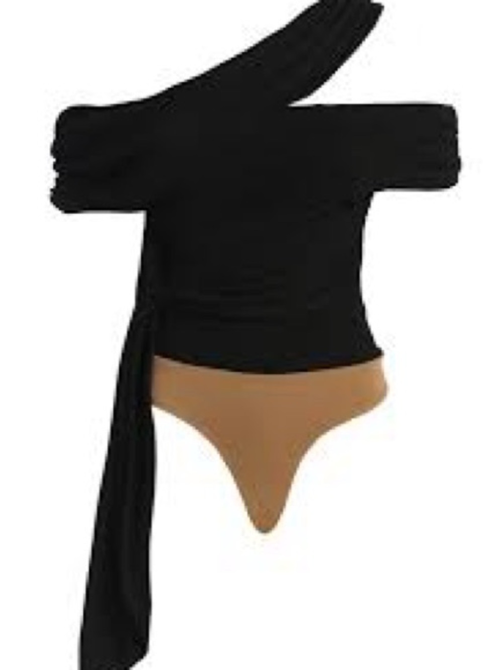 JLUXLABEL Black One-Shoulder Wrap Bodysuit - Picture 3 of 4